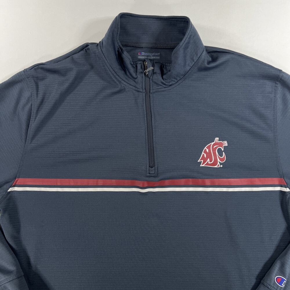 Champion Washington State Cougars WSU 1/4 Zip Pullover Gray Mens XL Jacket NCAA - Picture 2 of 9